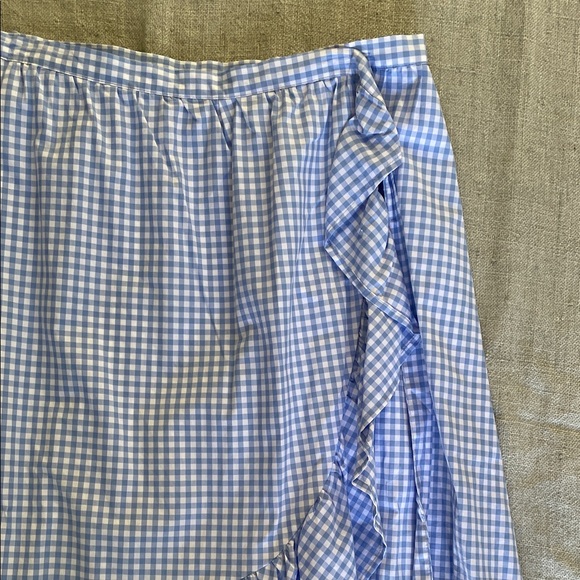 Cupio Light Blue Gingham Maxi Skirt with Ruffle Trim - Picture 2 of 5